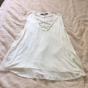 White cage neck top
